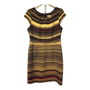 New Shelby Palmer striped knee length dress w pleated top